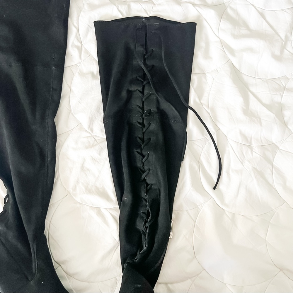 Streetwear Society Slim Fit Over-the-Knee Black Boots, 7 - Picture 5 of 6